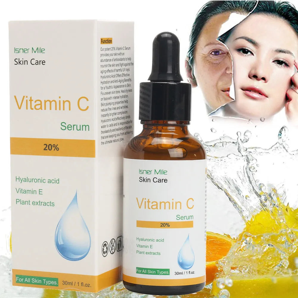 30ml Vitamin C serum bottle for facial brightening and moisturising skincare