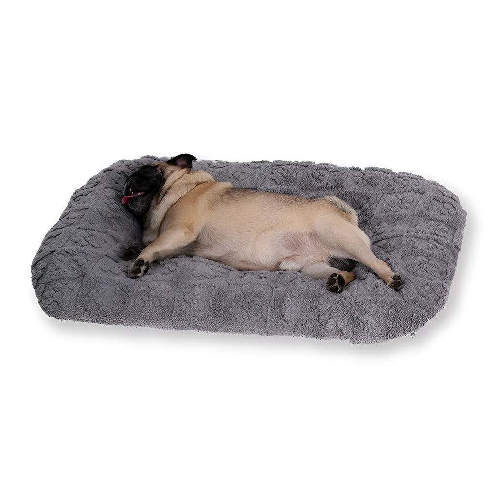 Flannel pet bed in gray colour, soft plush sofa style for dogs and cats