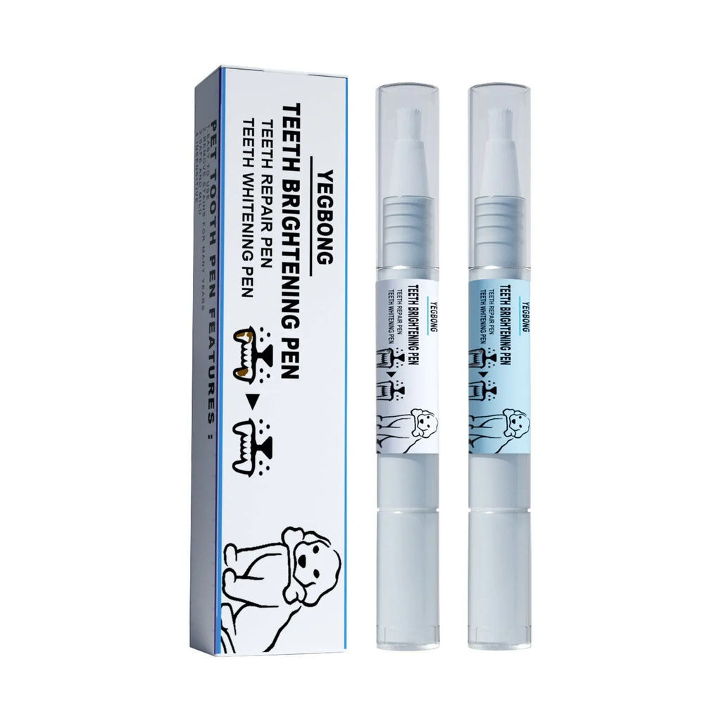 Pet teeth whitening pen with dual-tip brush for dog and cat dental care application