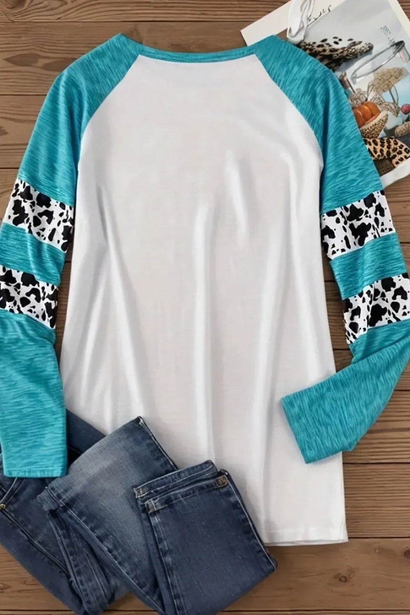 Sky blue Halloween pumpkin 3D print casual T-shirt with long sleeves and polyester fabric