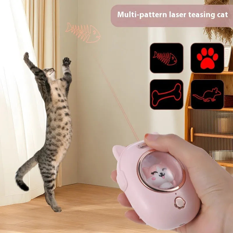 Pink and yellow pet comb with laser pointer for cat and dog grooming and play