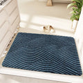 Oval green cartoon anime pattern diatom mud entrance carpet with wire ring edge, 60x90cm.