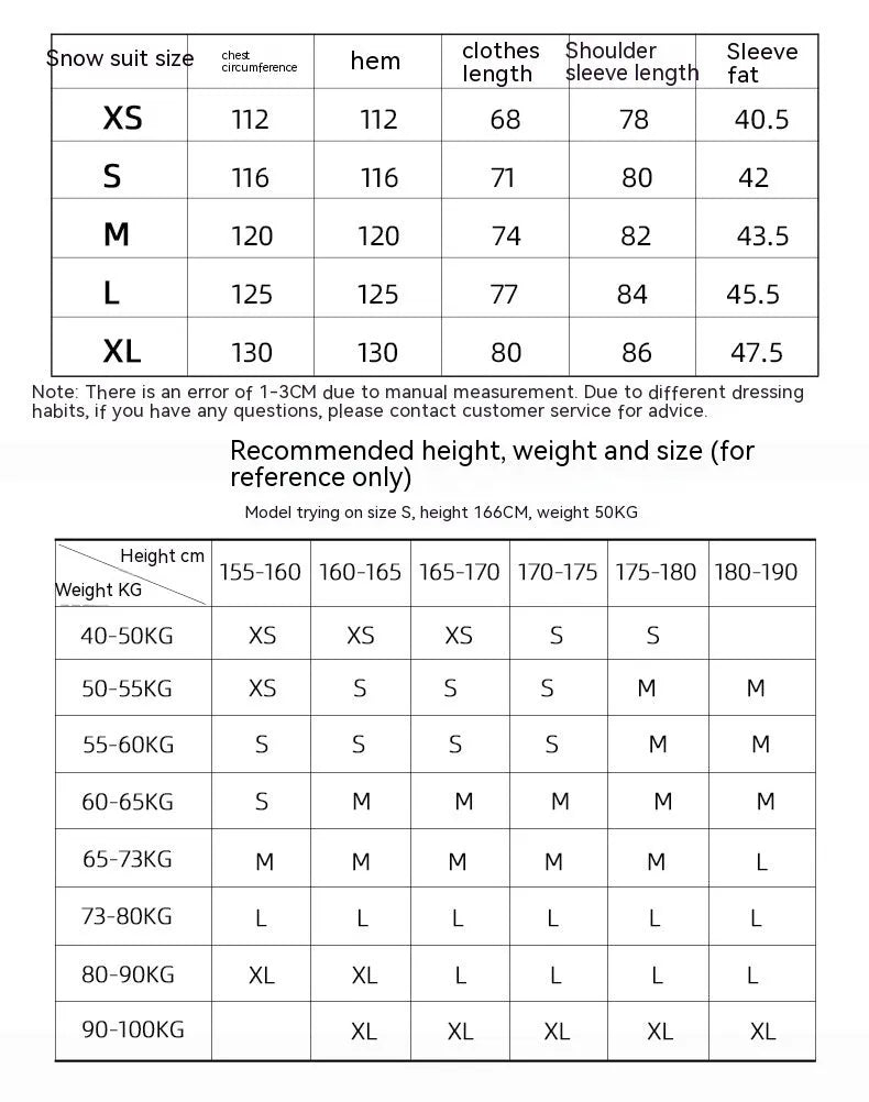 Men's and women's waterproof windproof ski suit for winter sports in various colour options