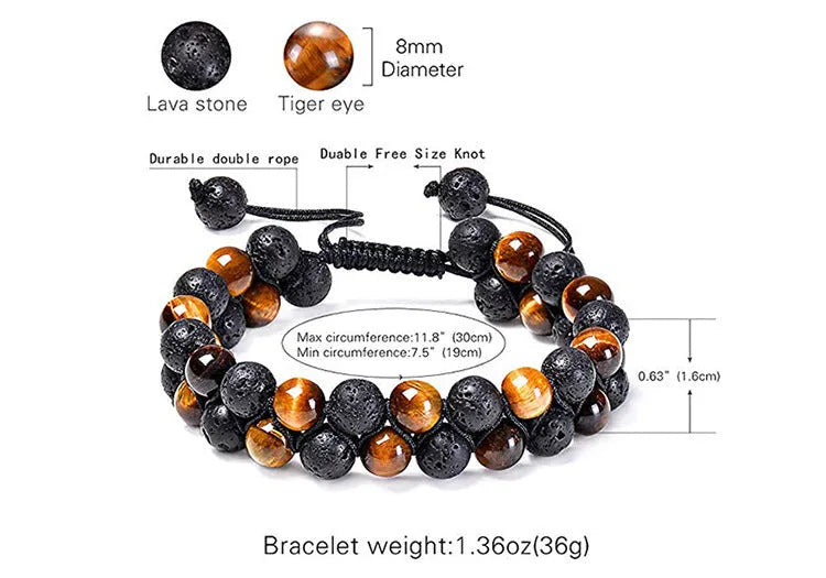 Matte black agate couple bracelets with geometric beads on wrist