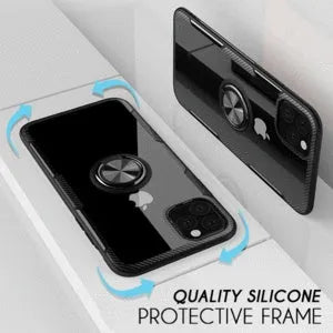 PU material iPhone case in black colour for iPhone 11 Pro Max with fashion back cover design.