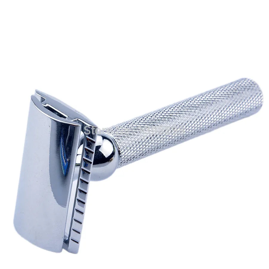 CSB shaving set with badger hair brush, double edge razor, chrome stand, bowl and 10 blades