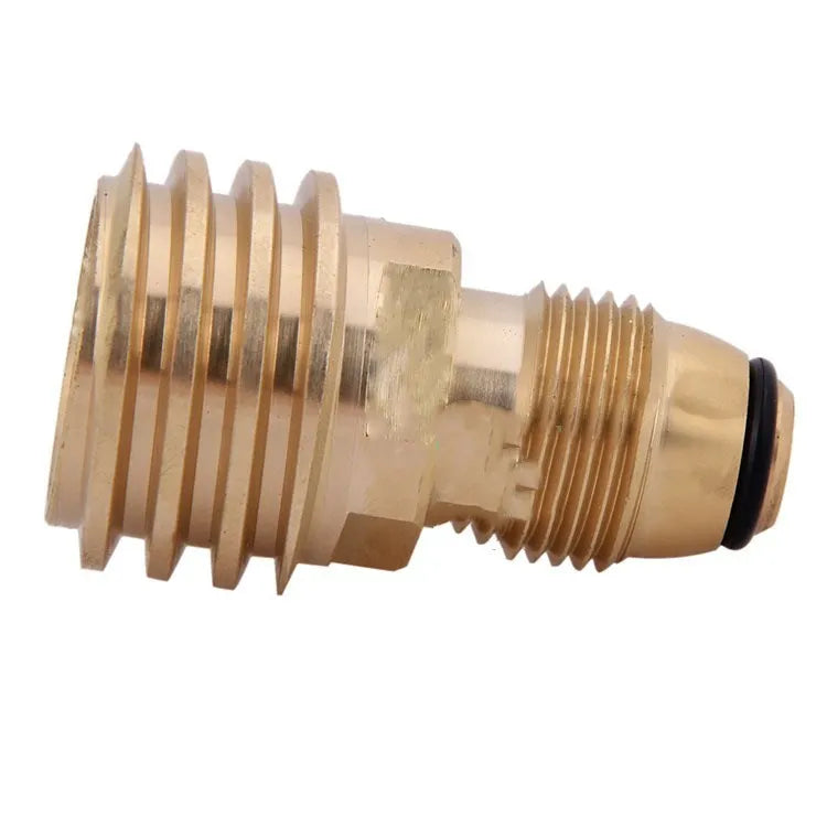 Brass gas brazier adapter with gold finish and 7mm external thread taper