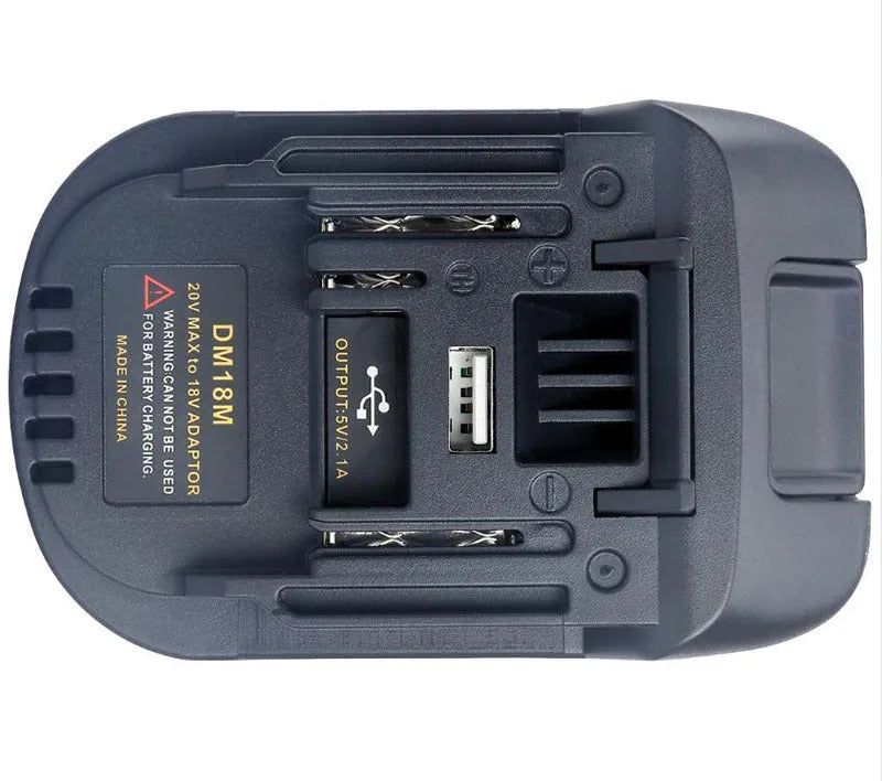 Black Milwaukee DM18M to Makita H99F battery adapter measuring 125x90x65 cm