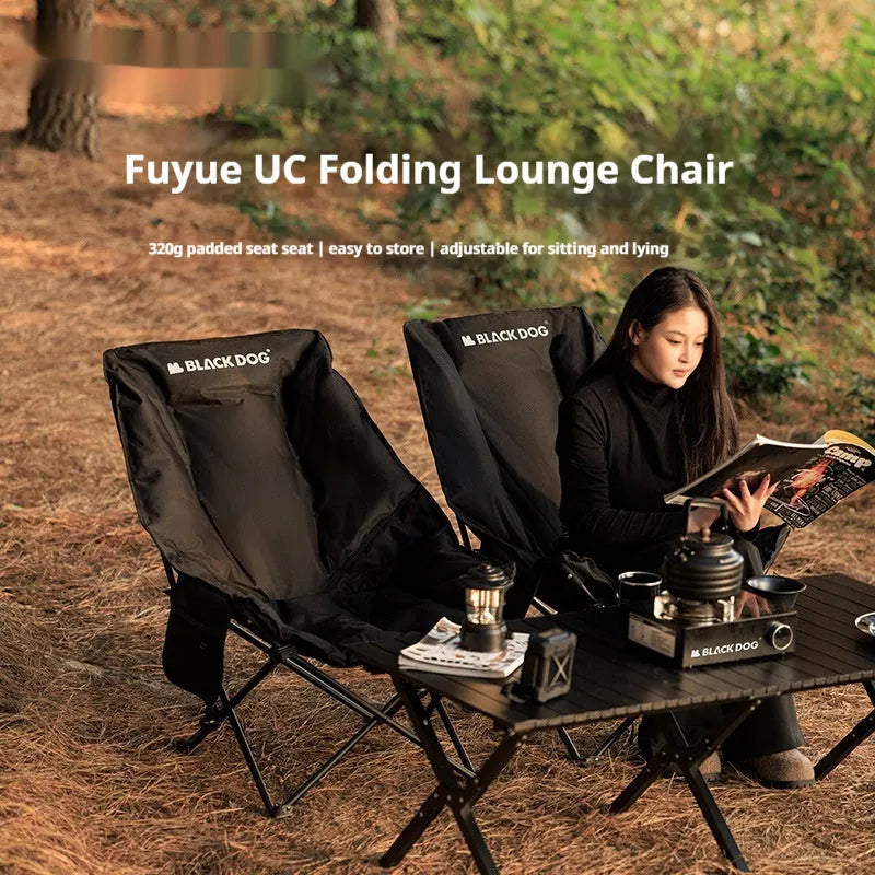 Night black Oxford cloth folding moon chair for camping and outdoor use