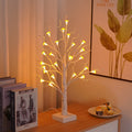 60cm tall mushroom tree lamp with birch trunk and 24 detachable mushroom flowers emitting warm white light