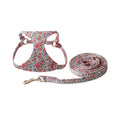 Floral series pet harness suit and leash set in cloth material with multiple colour options