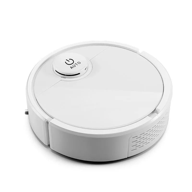 Circular automatic sweeping robot with a low profile for cleaning under furniture.