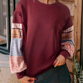 Women's plaid stitching long-sleeved top in loose Japanese Korean casual style, apricot colour option