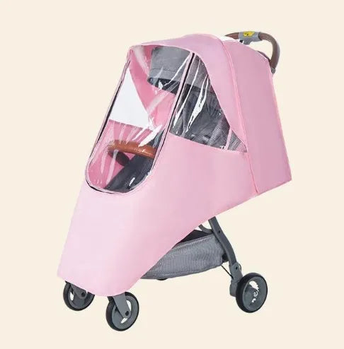 Universal baby stroller rain cover in waterproof cationic linen with nonslip grips
