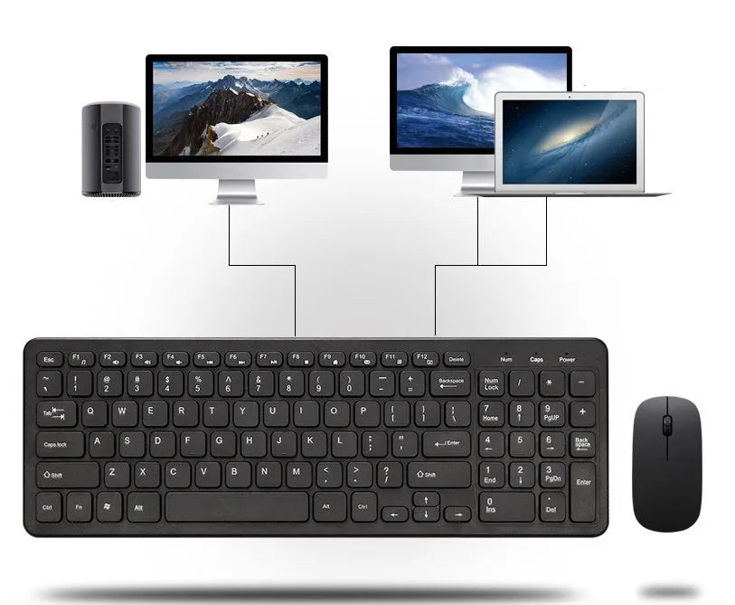 Wireless keyboard and mouse set in choice of colours with USB receiver