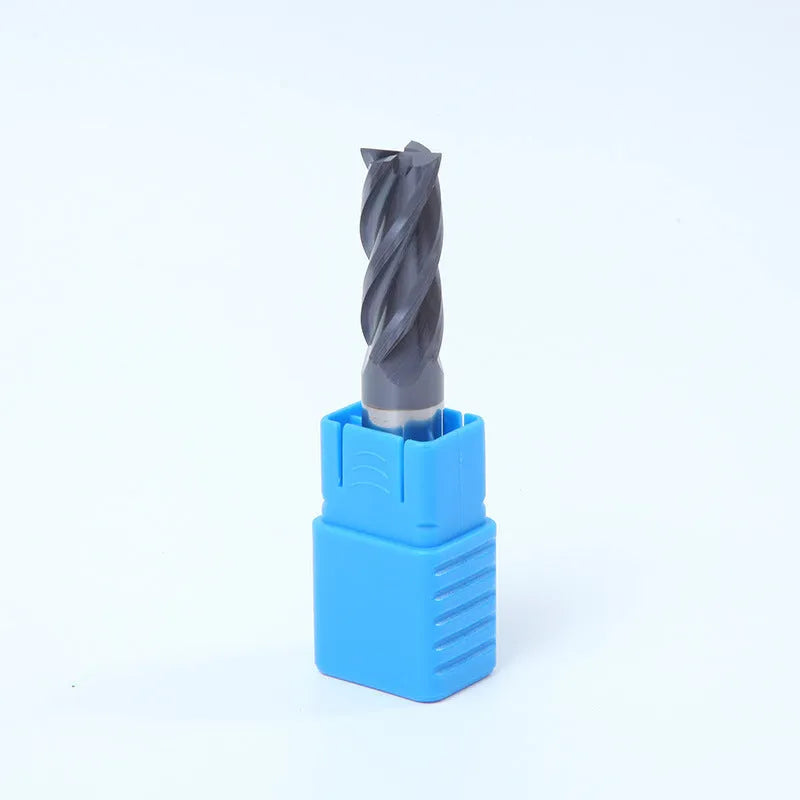 Hard alloy spiral milling cutter with straight shank and 4-slot design