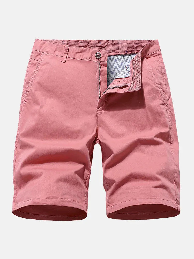 Printed denim casual shorts with elastic waist in straight leg cut available in blue, green and red colours