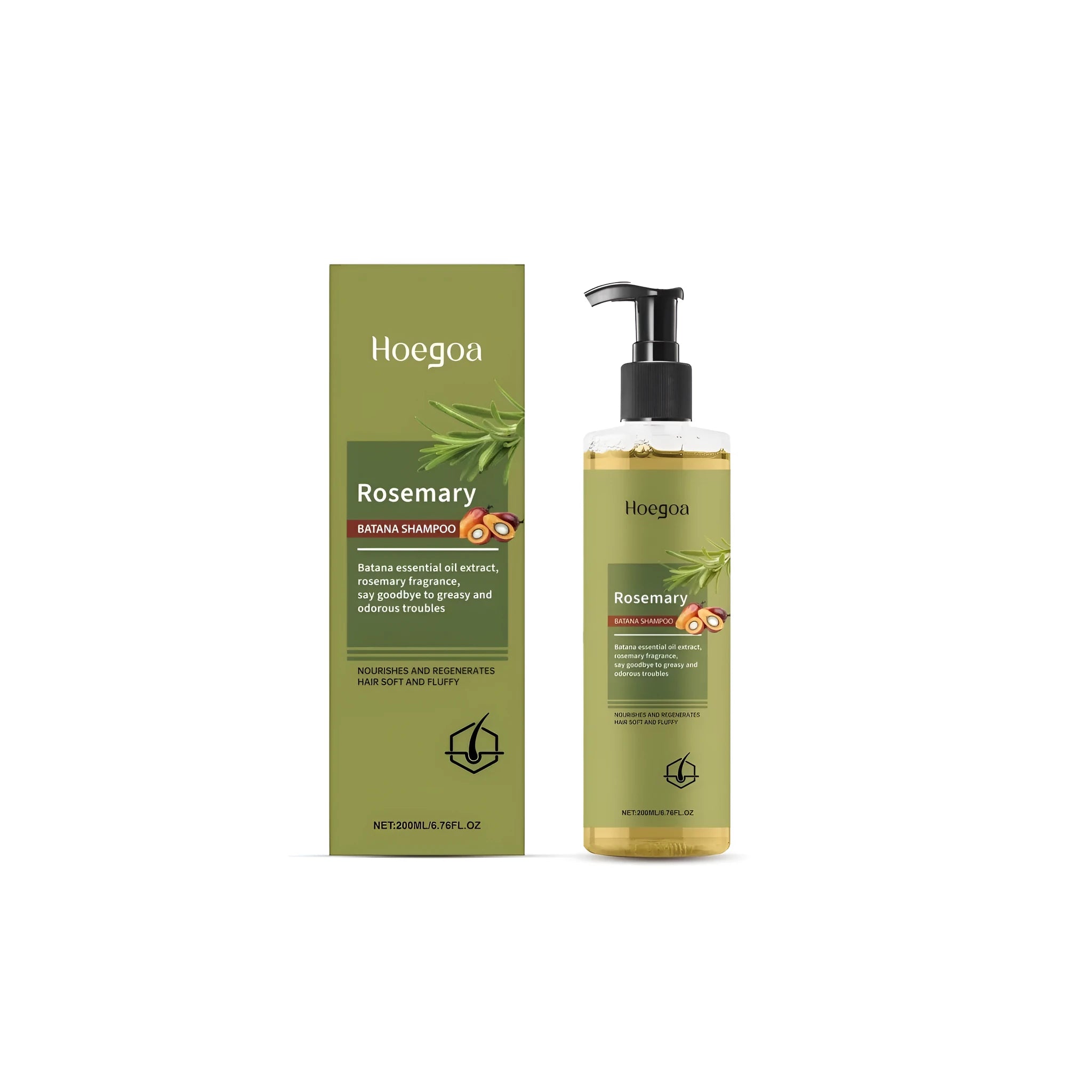 200ml rosemary hair growth shampoo bottle with botanical extract formula