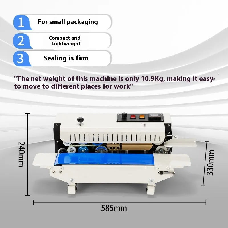 Small manual L1 steel seal date printing sealing machine on a table.