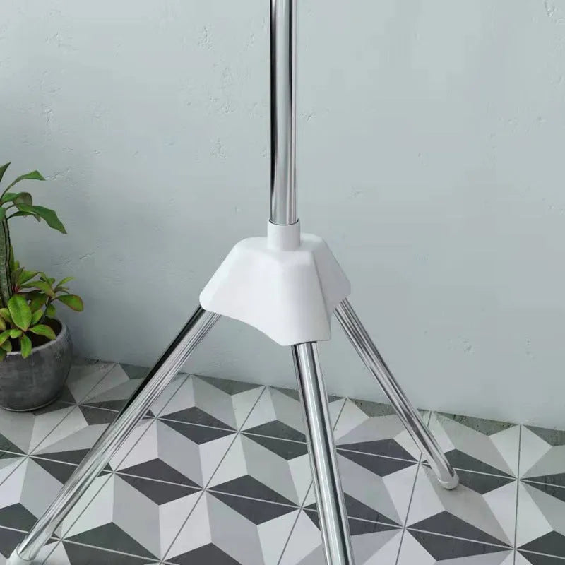 Mobile stainless steel three-layer drying rack with plastic clips for socks ties pants