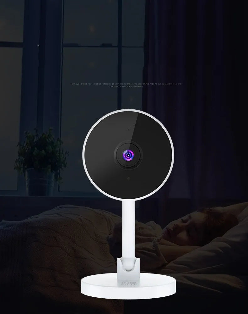 White FLASH FISH gun-style indoor WiFi security camera on a wall.