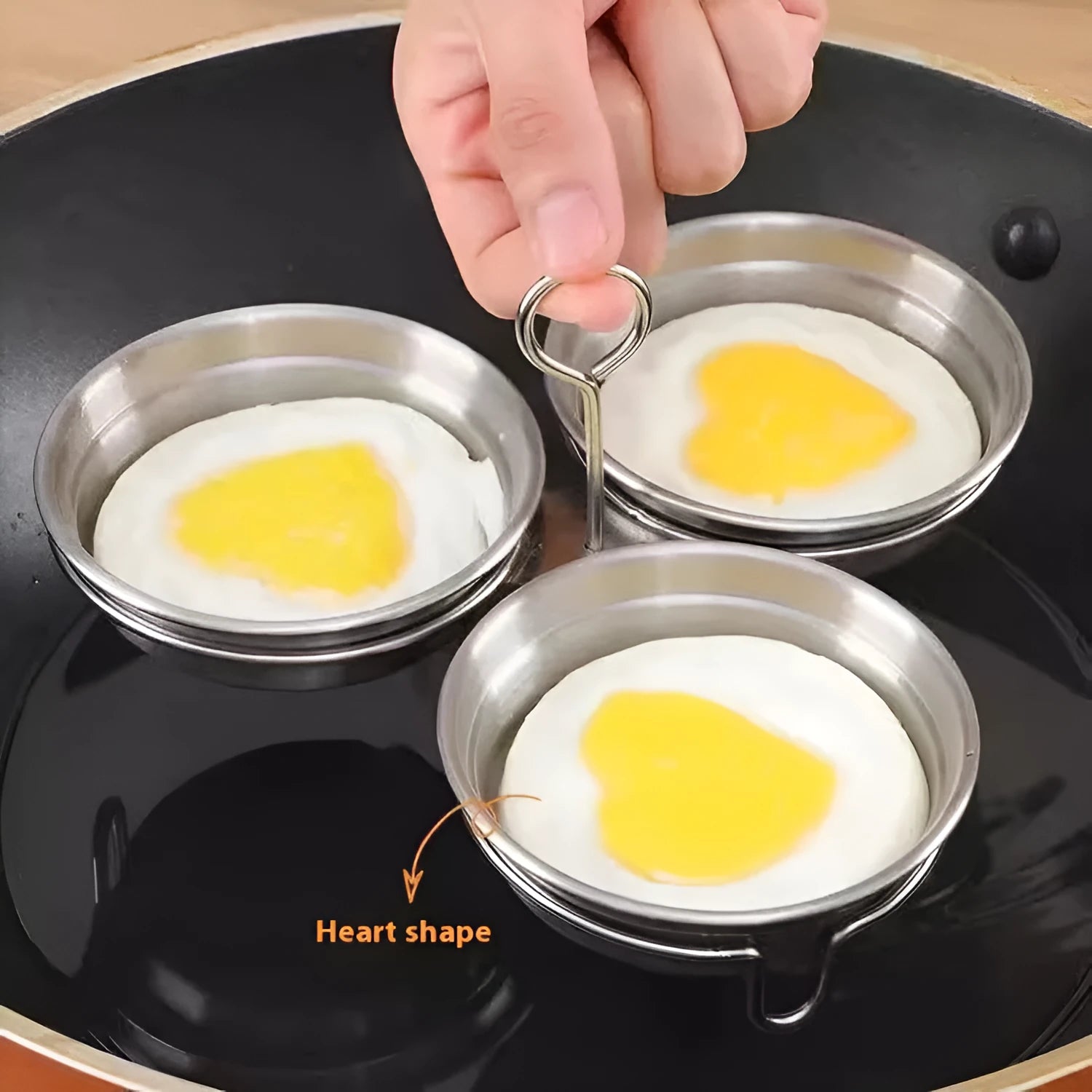 Mini heart-shaped egg steamer made from stainless steel for boiling eggs and making egg stews
