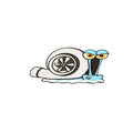 White reflective snail cartoon car sticker measuring 12cm by 8cm for bumper decoration