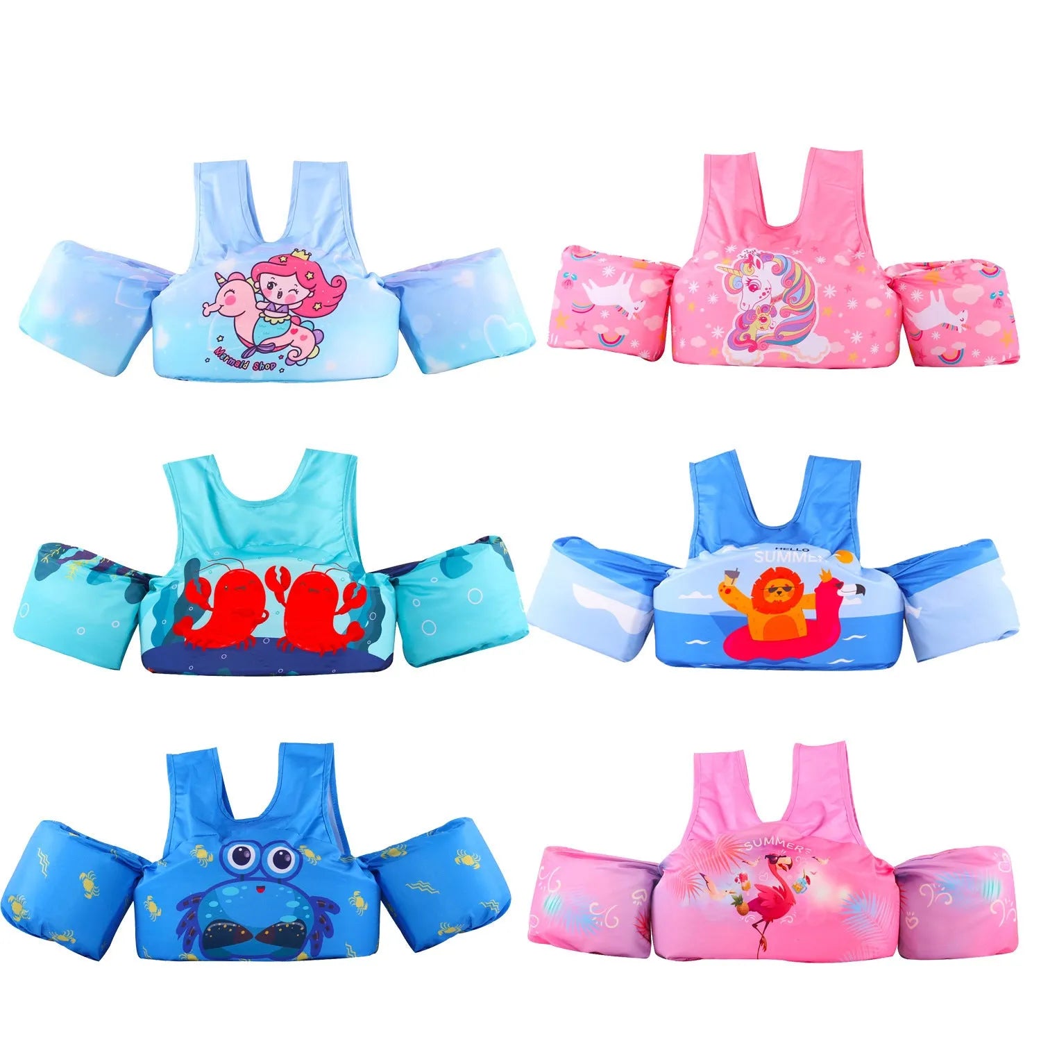 Children's cartoon swimsuit with built-in swimming ring in watermelon pineapple design