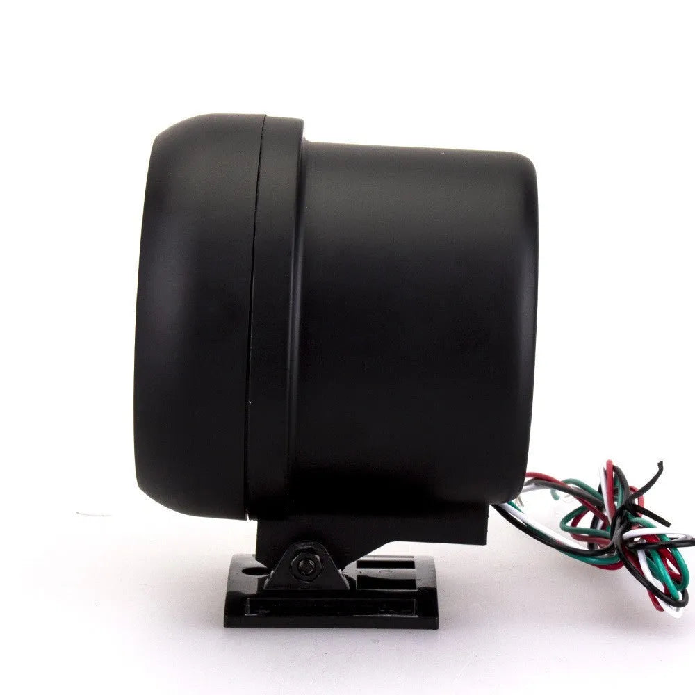 Black automotive tachometer with blue light pointer for car dashboard RPM measurement