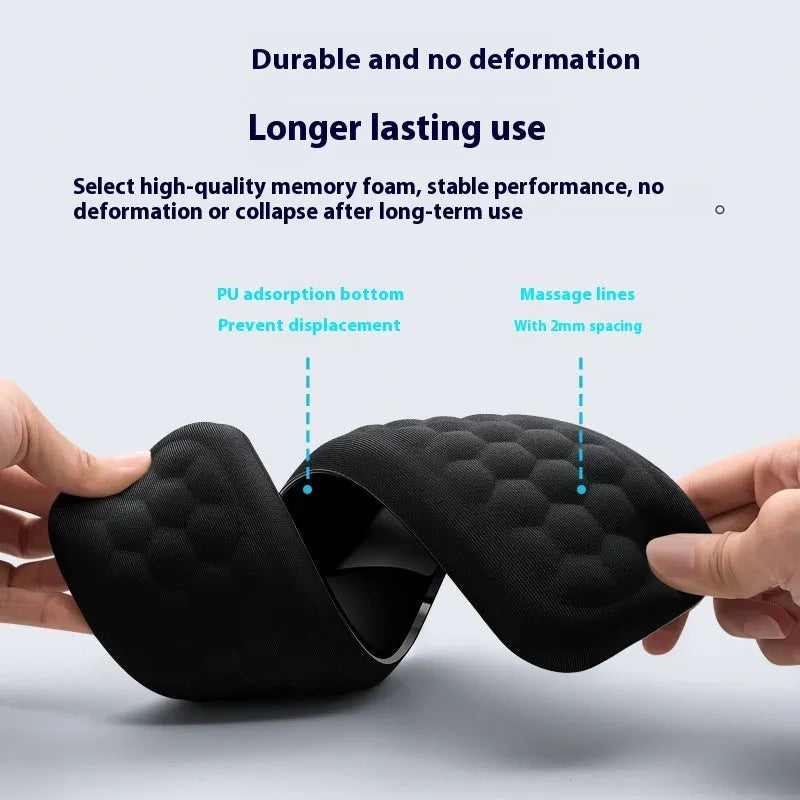 Memory cotton mouse wrist pad with silicone base in cloth or leather finish
