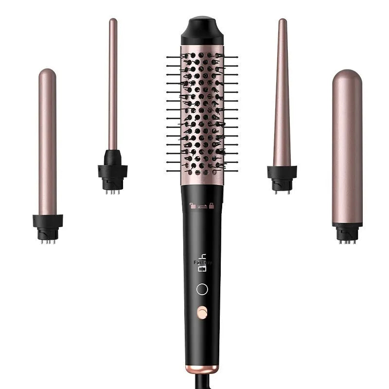 Automatic large wave hair curler in rose gold or black with ABS construction and headband accessories