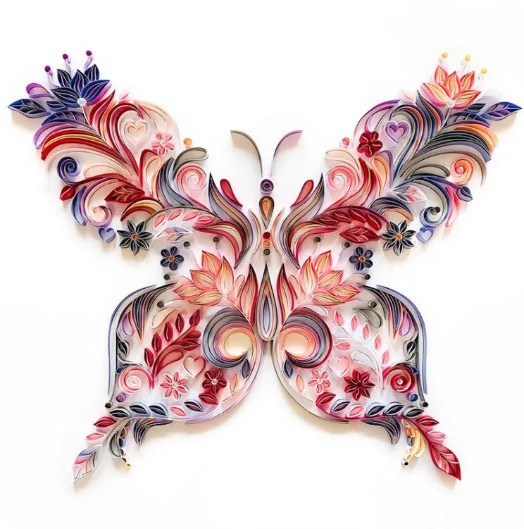 20 inch blue and pink butterfly quilling craft material pack with tools including scissors and glue