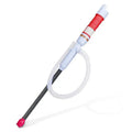 Blue and red manual hand siphon pump for car fuel and oil transfer