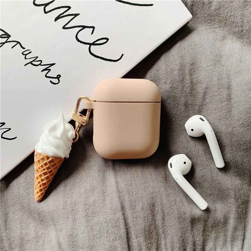 Silicone protective case with ice cream cone design for Apple AirPods 2 wireless headphones