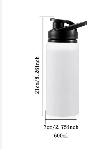White aluminium cycling water bottle with 600ml and 750ml capacity options for sports hydration
