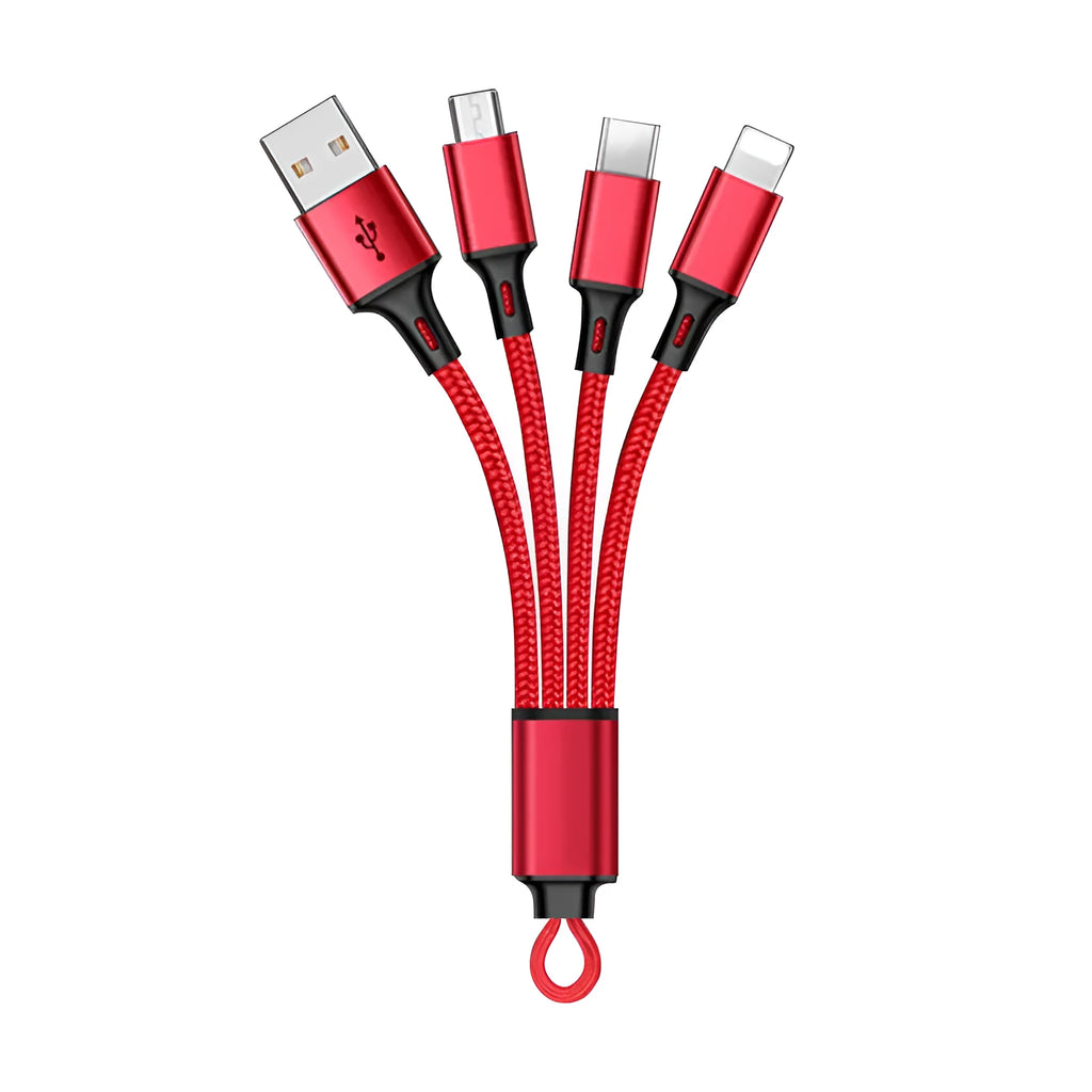 Creative gift one for three keychain charging cable 18cm red black silver portable three-in-one