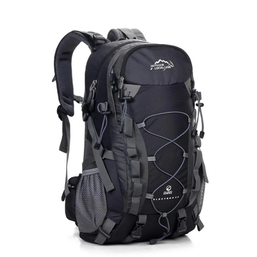 Polyester outdoor backpack in green with 20-35L capacity for hiking and camping