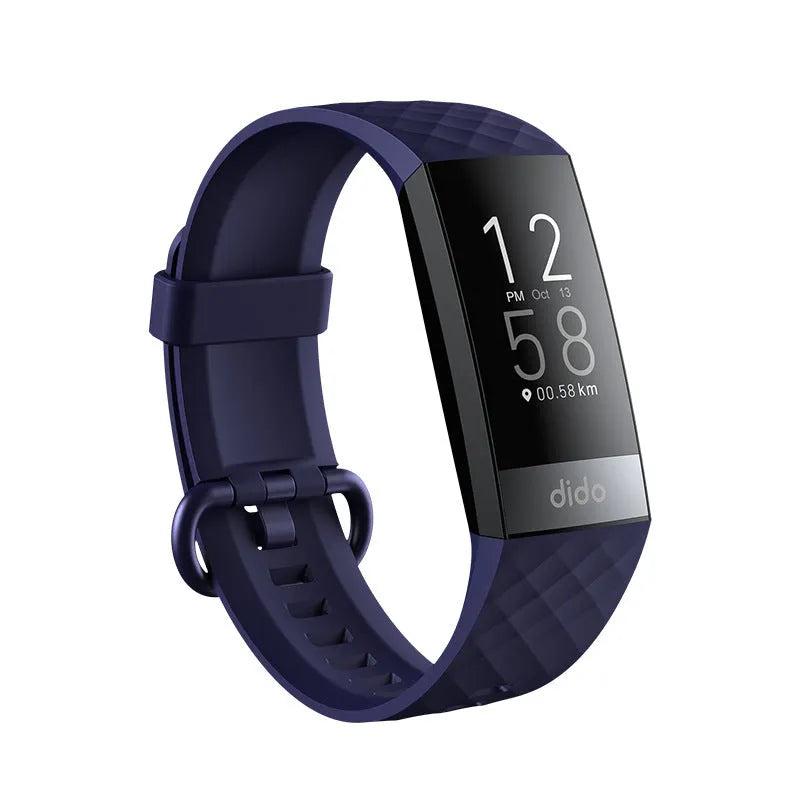 Black smart health bracelet with ECG, blood pressure, and blood oxygen monitoring on a wrist