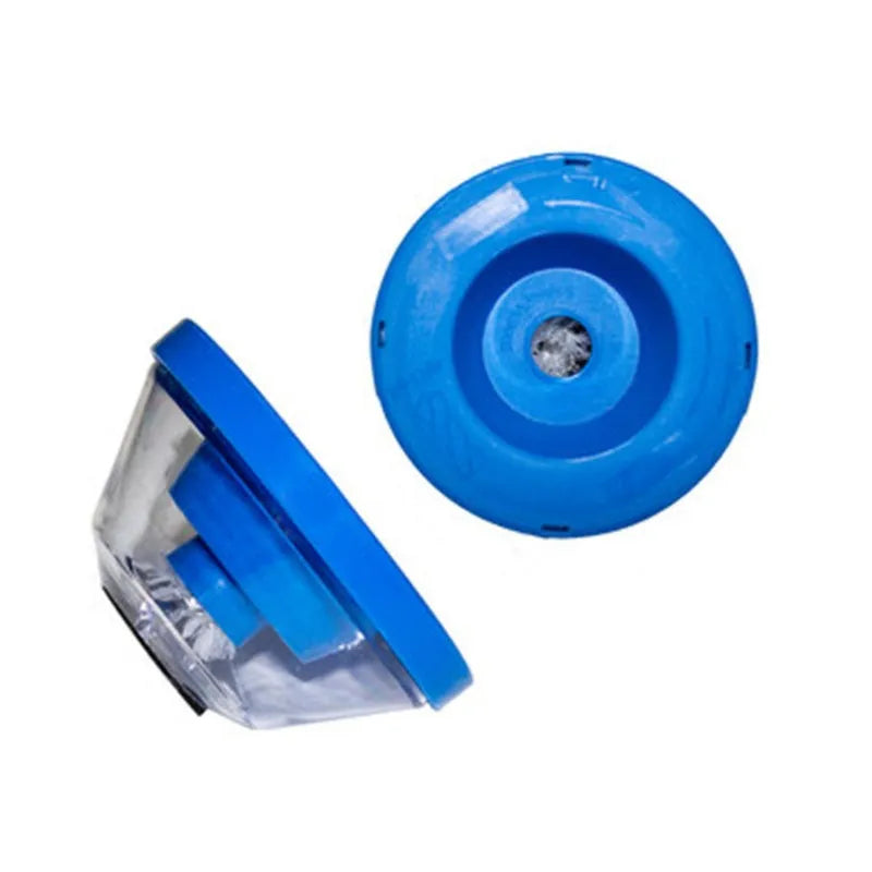 Blue bowl-shaped electric hammer dust cover for drilling, showing non-slip sponge and PVC gasket.