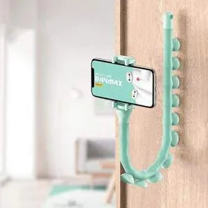 Flexible silicone phone holder with suction cup showing 360° rotation and 62cm length