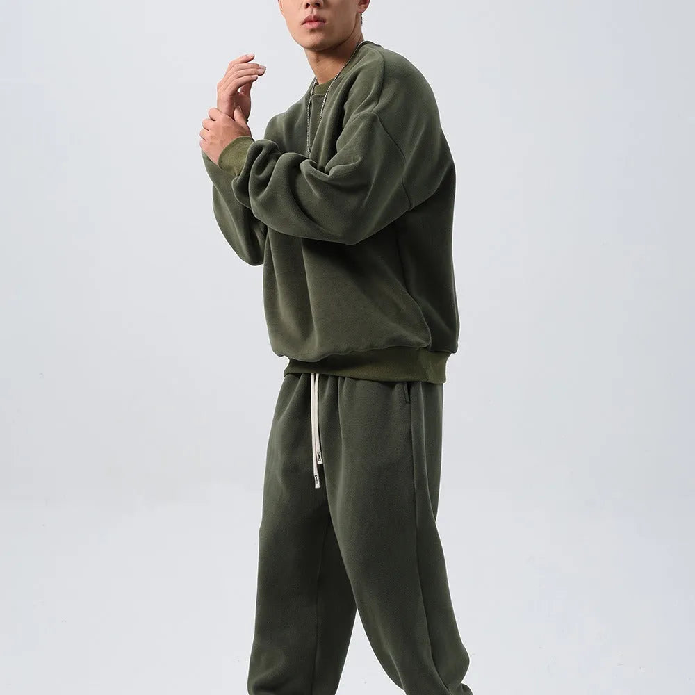 Men's polar fleece winter sports suit with long sleeve coat and padded trousers in multiple colour options