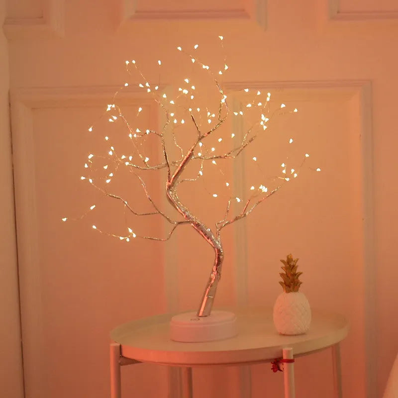 LED Christmas tree touch night light with USB and battery power options for festive decoration
