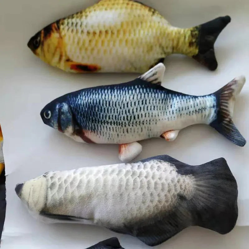 USB rechargeable electric jumping fish cat toy in multicolour 30cm PP construction