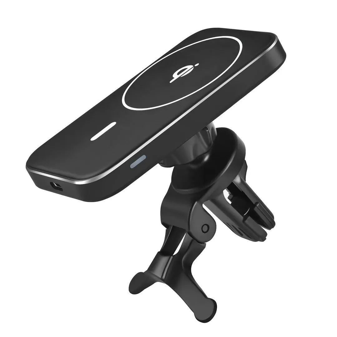 M6 black magnetic car bracket wireless charger with USB interface
