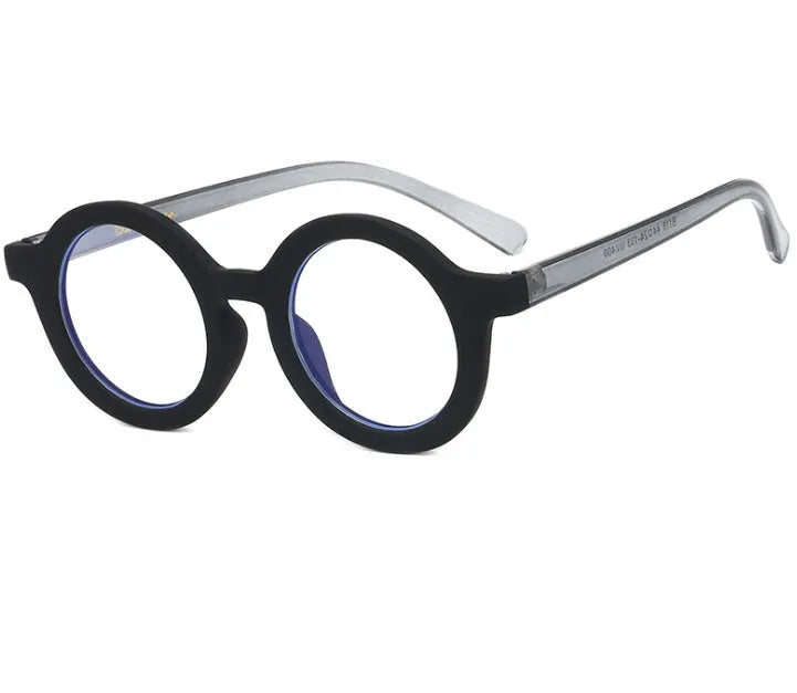 Retro round frame glasses with UV400 protection and anti-blue light features in multiple colour options