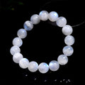 Natural blue moonlight round bead moonstone bracelet with geometric polished beads
