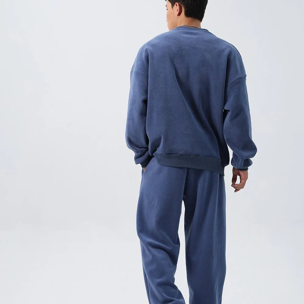 Men's polar fleece winter sports suit with long sleeve coat and padded trousers in multiple colour options