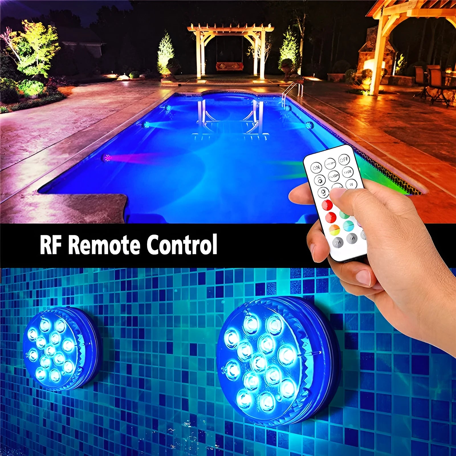 Remote control RGB colour changing diving light with IP68 waterproof rating for garden ponds