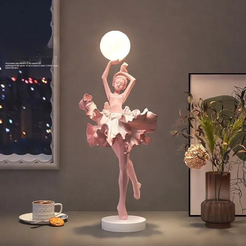 Art Girl Atmosphere small USB night lamp in Black Gold, White, Pink, and Light Blue colours on a surface.