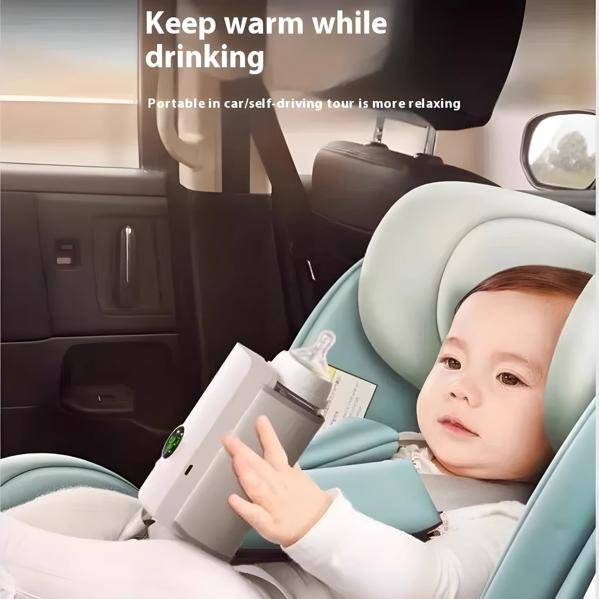 Grey and white car charger electric milk warmer for infant bottles